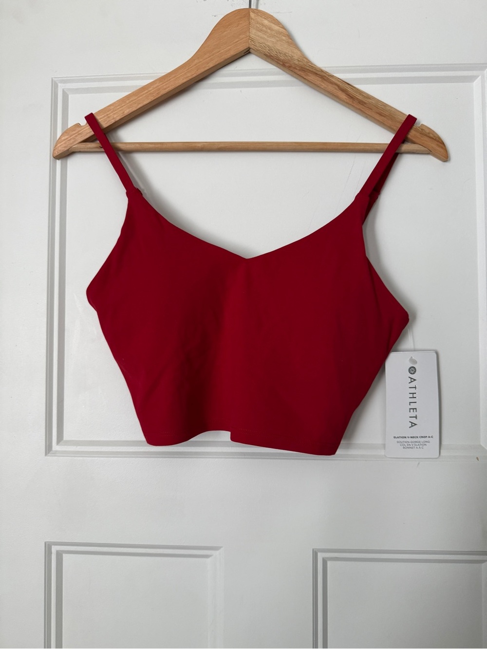 Athleta Elation longline Red V-Neck Cropped Camisole Bra, S, new with tag